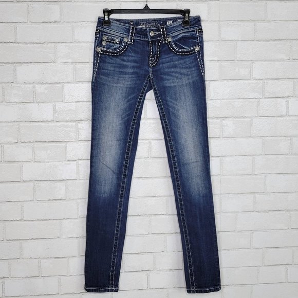 Miss Me Embellished Skinny Low Rise Jeans JE10525R - Picture 2 of 5